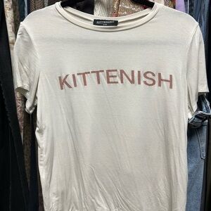 Kittenish cream Tee with pink Text